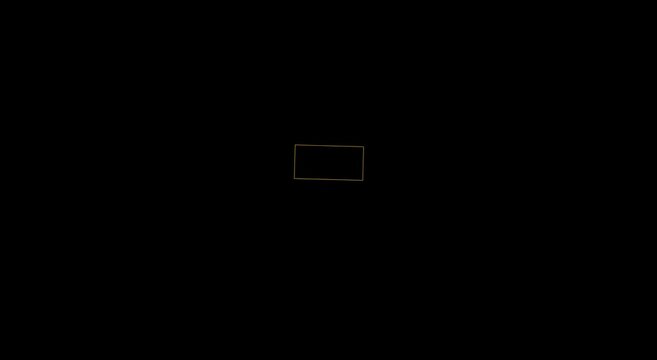 Minimalist gold rectangle frame rotating animation on black animation