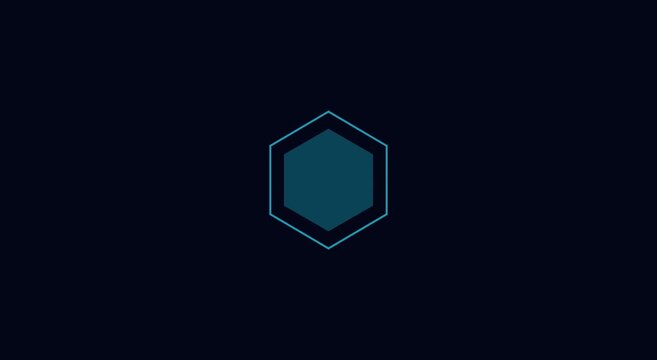 Minimalist hexagon shape pulsing animation on dark blue animation