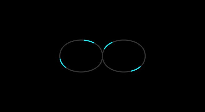 Minimalist infinity loading spinner animation with glowing cyan animation