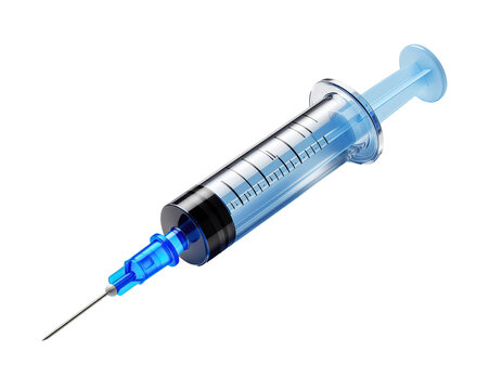 Medical Syringe with Blue Plunger and Needle