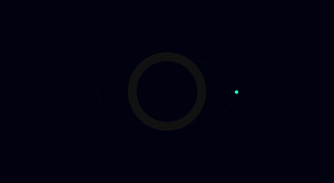 Minimalist loading spinner animation with cyan dot orbiting animation