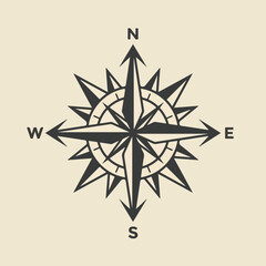 Obraz premium Vintage nautical compass rose vector illustration.