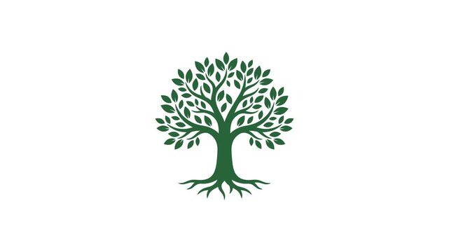 Tree Animation Growing Leaves for Nature Brand Identity