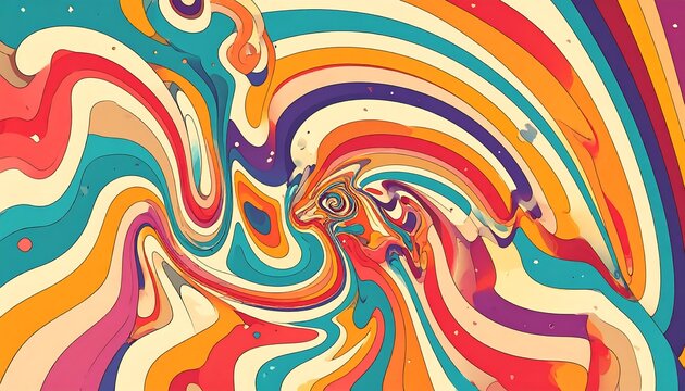 Vibrant abstract swirling wave with a kaleidoscope of colors