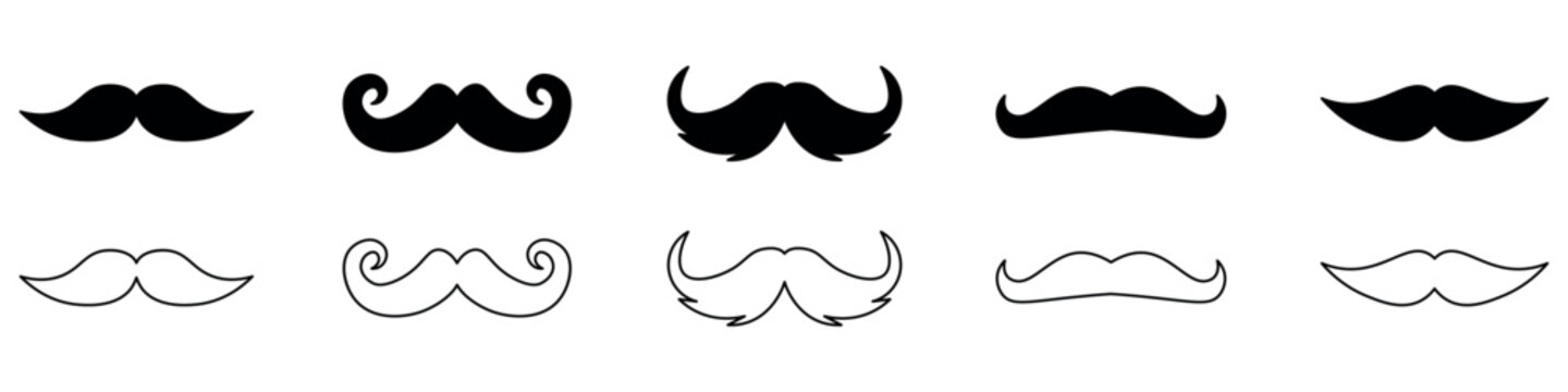 Diverse set of classic must ache icons representing vintage gentleman style and retro barber shop grooming fashion
