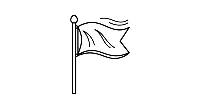 A simple illustration of a flag waving on a pole in the wind outdoors.