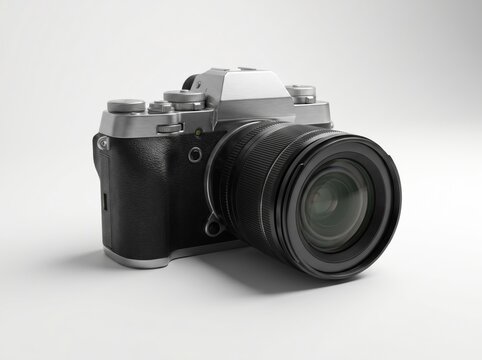 Fujifilm x t5 mirrorless digital camera with lens on white background
