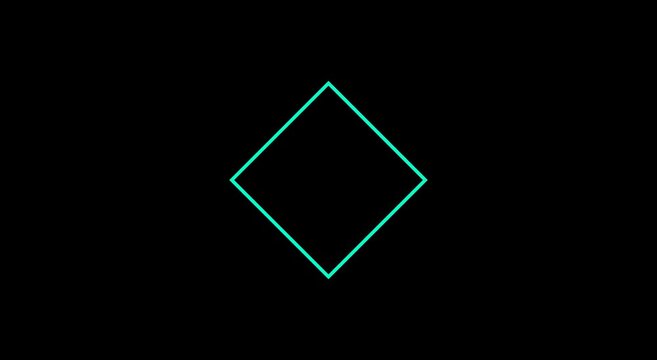 Neon diamond shape pulsing animation on black background, for animation