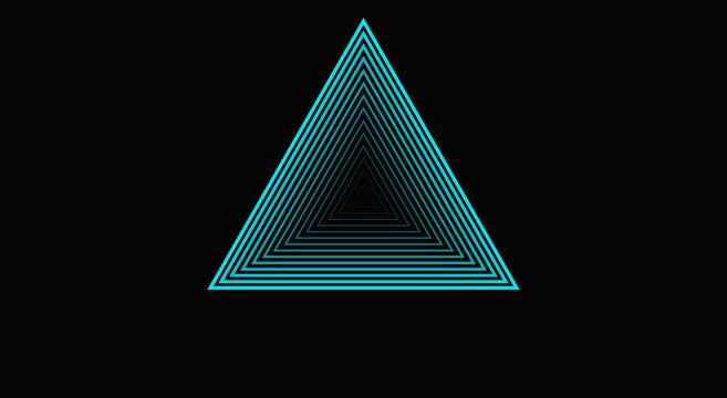 Neon triangle tunnel motion background, pulsing geometric light animation