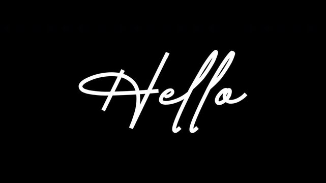 Elegant cursive greeting 'Hello' on black background