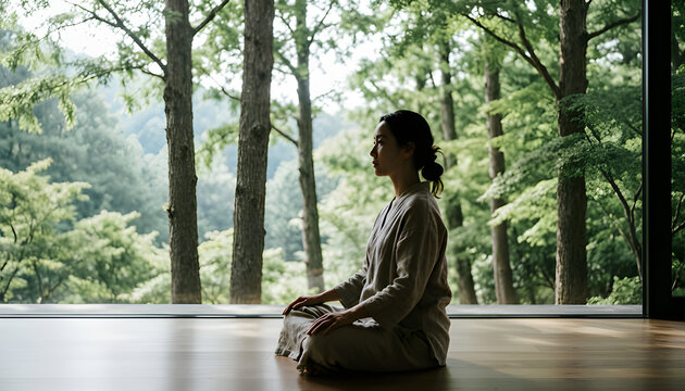 young woman do meditations 