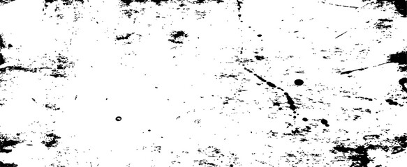 Fototapeta premium Abstract Black and White Grunge Texture Overlay with Distressed Paint Splatters and Scratches
