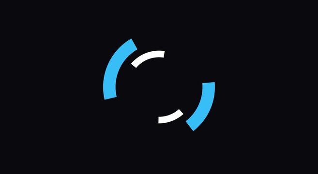 Rotating circular loading spinner animation on animation black background