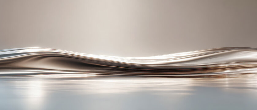 Abstract Silver Wavy Fabric Texture On Beige Background