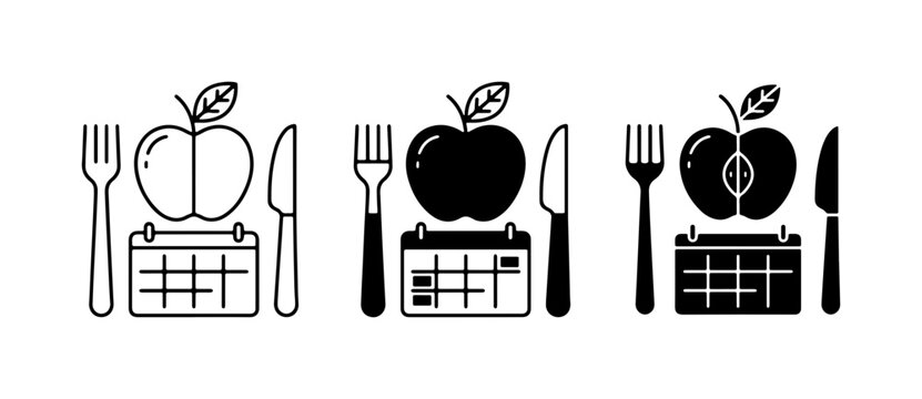 Apple Calendar and Utensil Icons Set