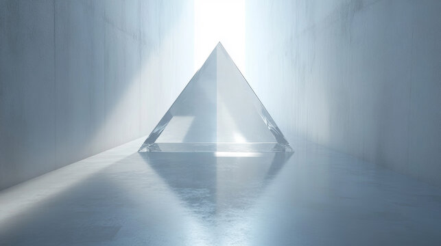 Transparent pyramid light effect scene