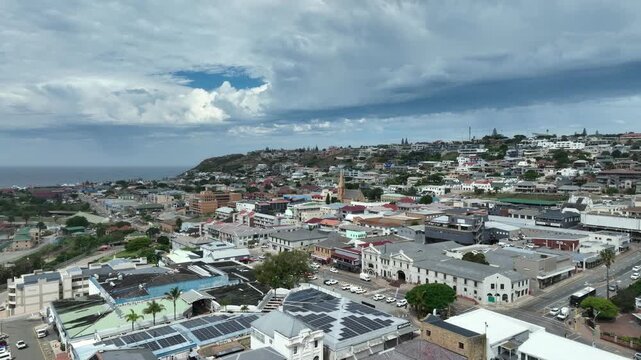 Aerial of Mossel Bay city center, South Africa