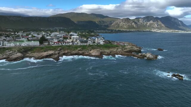 Distant aerial view of Hermanus, South Africa.