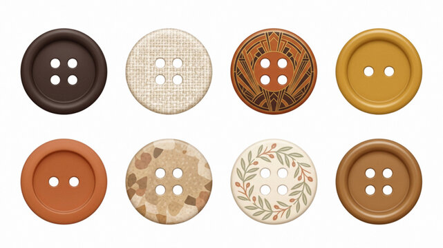 Vintage Sewing Button Collection in Neutral Fabric Textures and Soft Colors