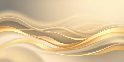 Obraz premium An abstract golden vector background featuring smooth flowing waves of silk and satin texture with a soft orange and yellow light design