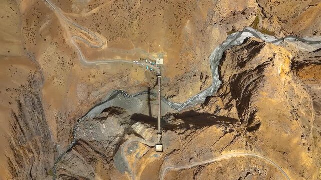Famous Chicham Bridge aerial landscape, Spiti Valley mountain road India
Suspension bridge in Himalayas, Chicham Bridge drone photography
Scenic drone view of Chicham Bridge and Spiti Valley mountains
