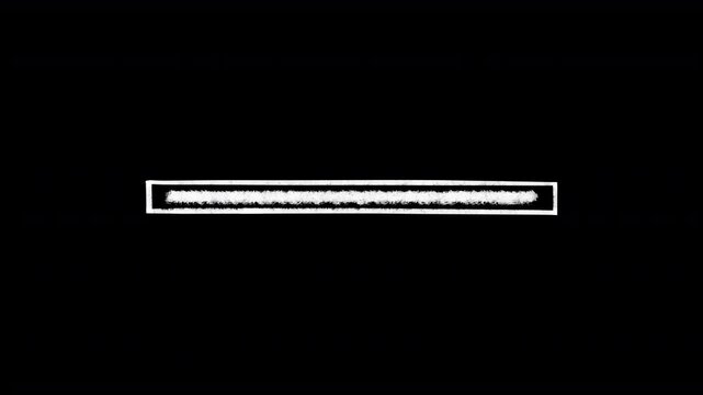 White Hand Drawn Pencil Textured Stream Overlay Loading Bar Filling Across Frame, Looping Animation on Transparent Background
