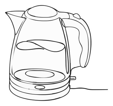 Floating Gooseneck Electric Kettle Line Art Icon. Generative AI
