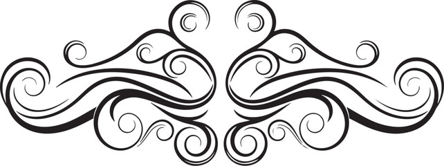Fototapeta premium Ornate scroll, swirl design element, black line art, decorative border, vector flourish