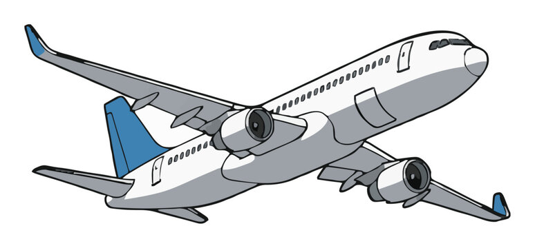 Commercial airliner airplane dynamic flat illustration. Generative AI