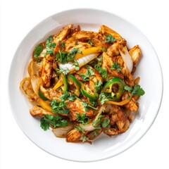 Fototapeta premium fajitas with jalapeos onions and fresh cilantro isolated on a white background