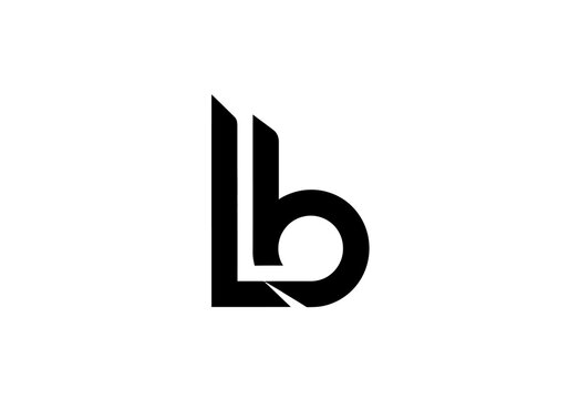 Minimalist black monogram logo with letters L and B