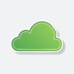 Fototapeta premium Green Cloud Icon with White Outline and Shadow