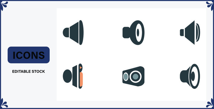 Set of various speakers and loud speakers for communi cationand music illustration
