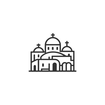 Santorini building logo design template flat vector