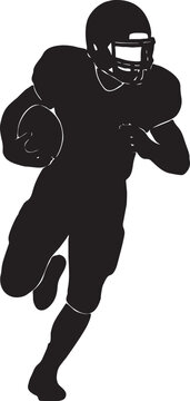 Silhouette of an american football player running with ball in sports action football silhouette competition touchdown exercise movement professional training isolated illustration