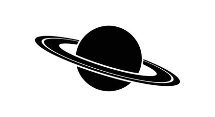 Black silhouette of a ringed planet isolated on a white background © jack