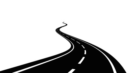 Winding black asphalt road isolated on white background © jack