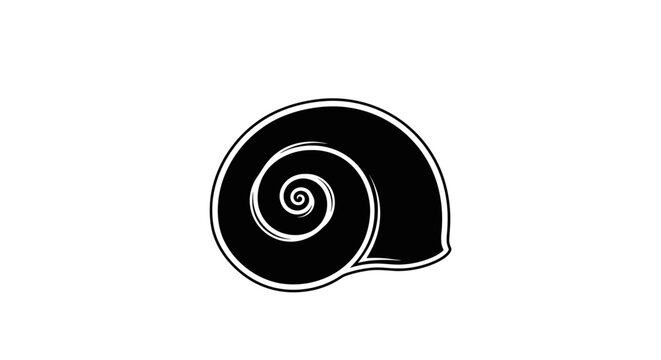 Minimalist black spiral sn.ail shell icon on white background