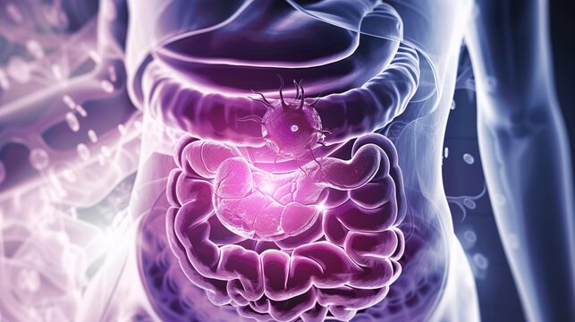 Endoscopy specialist observing gastric ulcer with suspected malignancy