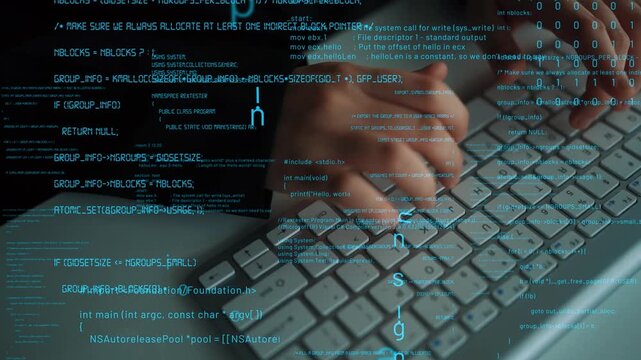A close-up image showcasing hands typing on a keyboard, surrounded by floating digital code, representing the intersection of technology and productivity in a modern workspace. Xenic