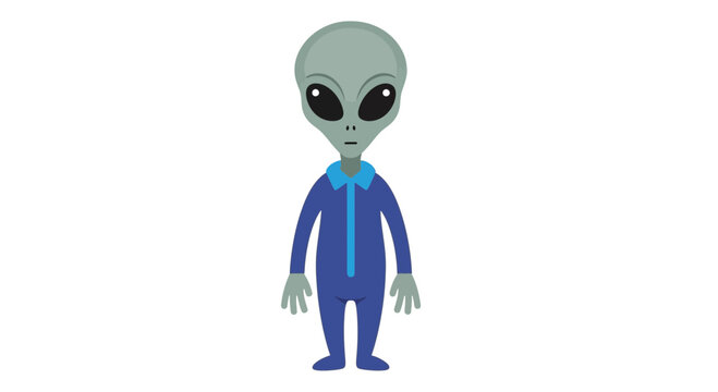 Cartoon Alien Character Standing, Sci-Fi, Space, Extraterrestrial