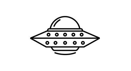 Flying Saucer Icon - Unidentified Flying Object Line Art © Untung