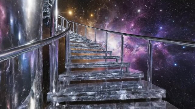 Cosmic Stairway to Stars Infinite Galaxy Staircase Ascending to Nebula