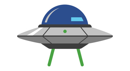 Retro Flying Saucer UFO Spaceship with Landing Gear, Sci-Fi Icon © Untung