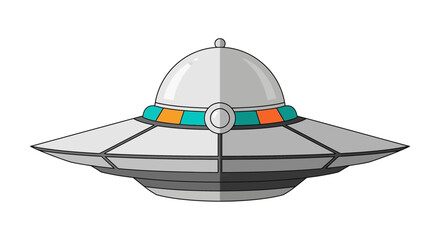 Retro flying saucer, alien spaceship, UFO, sci-fi, vector illustration © Untung
