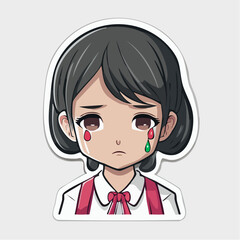 Fototapeta premium Sad Anime Girl Crying with Tears