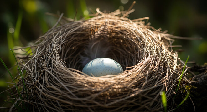 Delicate Robin Egg in Spring Nest