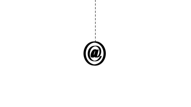 At symbol inside a circle with a dashed line above on a white background email internet