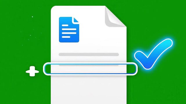 Digital Document Scan with Verification and Approval Symbol on Green Background