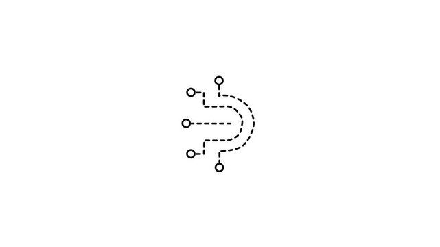 Black Outline of Bitcoin Symbol with Circuit Board Pattern on White Background cryptocurrency icon